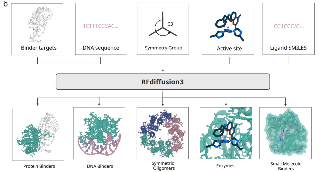 RFD3 designs across molecule classes